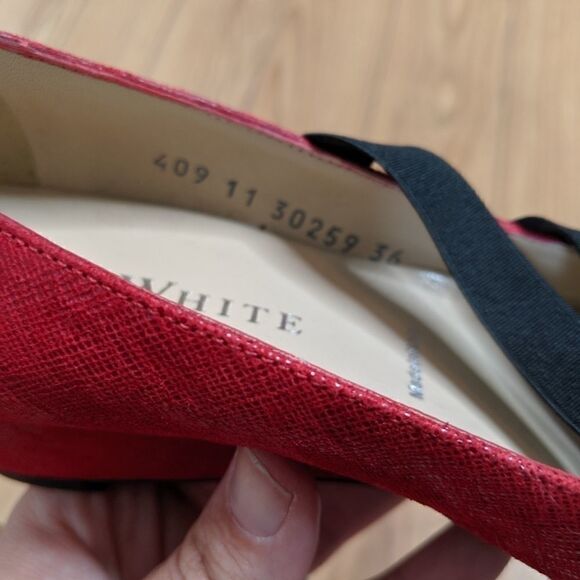 RON White - red suede flat shoes black straps - Picture 8 of 8